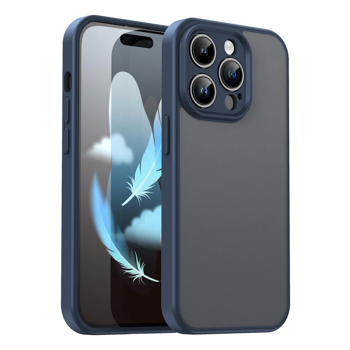 For iPhone 14 Pro Fanying Series Precision Camera Hole PC Hybrid TPU Translucent Frosted Phone Case - Cyan Blue - EDA009893401C