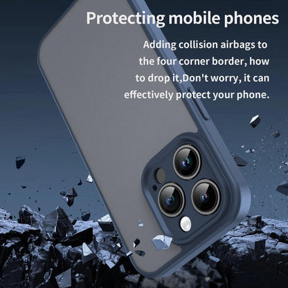For iPhone 14 Pro Fanying Series Precision Camera Hole PC Hybrid TPU Translucent Frosted Phone Case - Cyan Blue - EDA009893401C