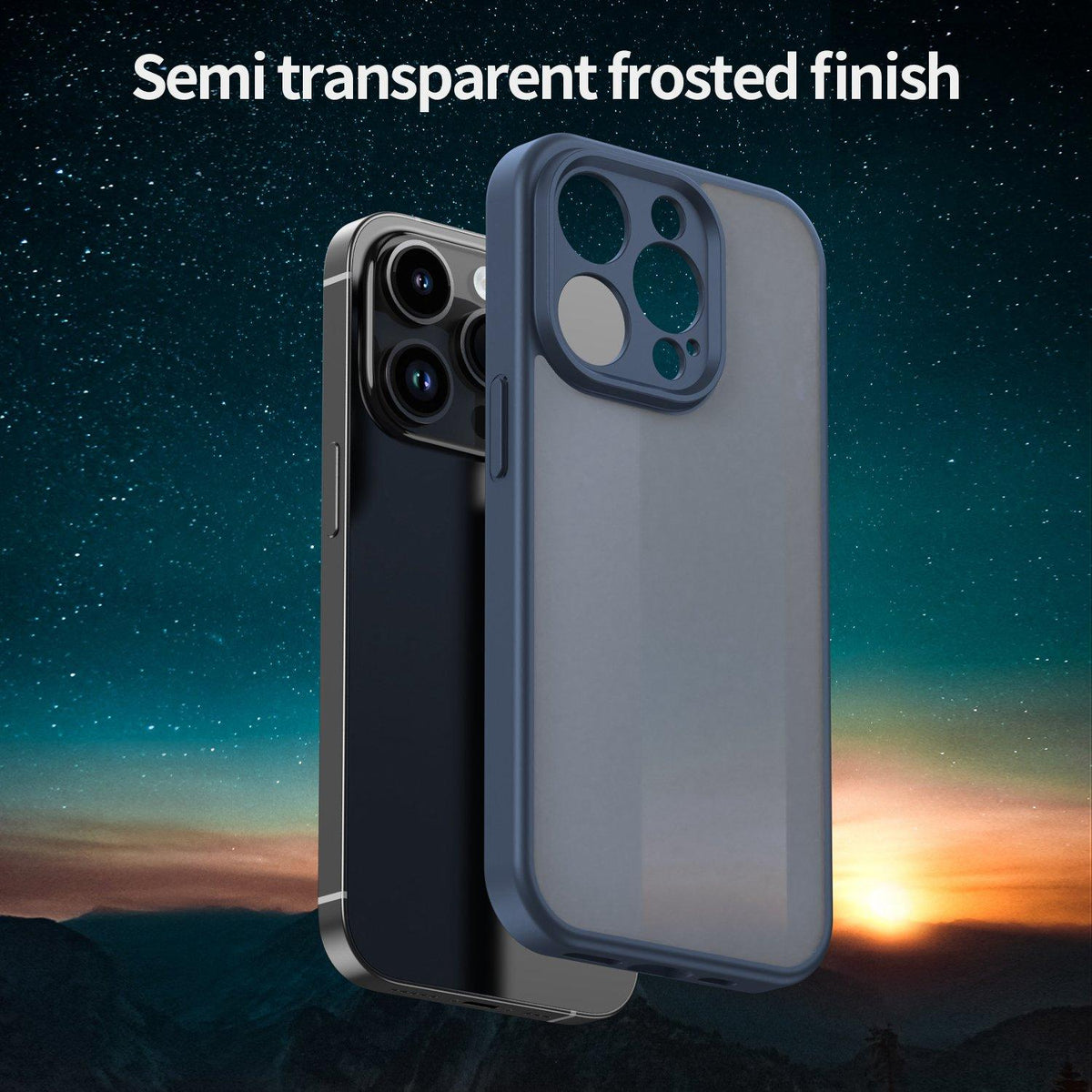 For iPhone 14 Pro Fanying Series Precision Camera Hole PC Hybrid TPU Translucent Frosted Phone Case - Cyan Blue - EDA009893401C