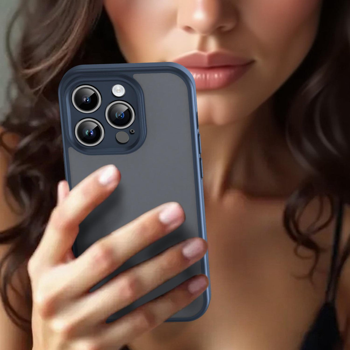 For iPhone 14 Pro Fanying Series Precision Camera Hole PC Hybrid TPU Translucent Frosted Phone Case - Cyan Blue - EDA009893401C