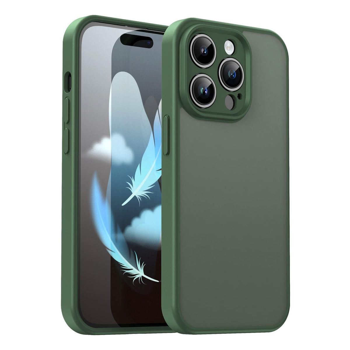For iPhone 14 Pro Fanying Series Precision Camera Hole PC Hybrid TPU Translucent Frosted Phone Case - Olive Green - EDA009893401D