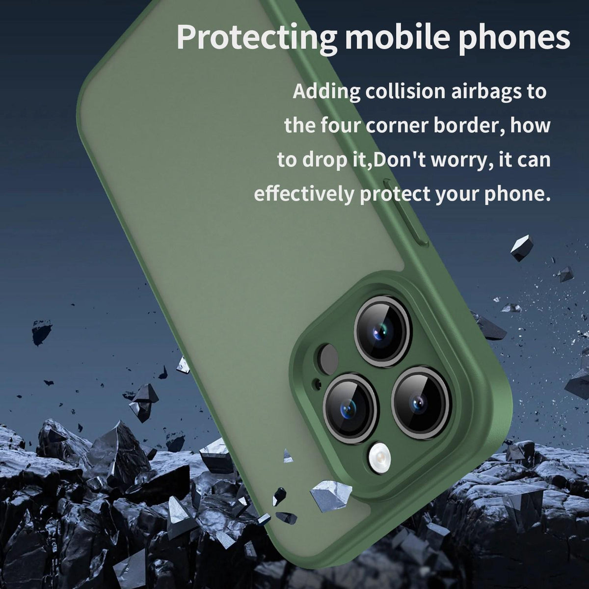 For iPhone 14 Pro Fanying Series Precision Camera Hole PC Hybrid TPU Translucent Frosted Phone Case - Olive Green - EDA009893401D