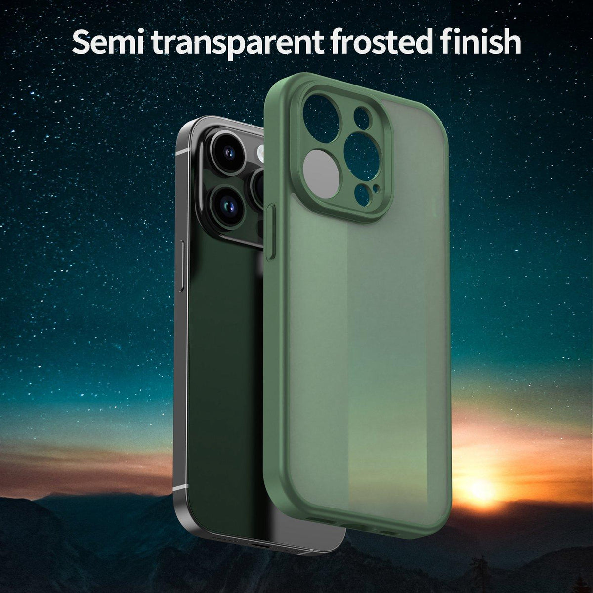 For iPhone 14 Pro Fanying Series Precision Camera Hole PC Hybrid TPU Translucent Frosted Phone Case - Olive Green - EDA009893401D