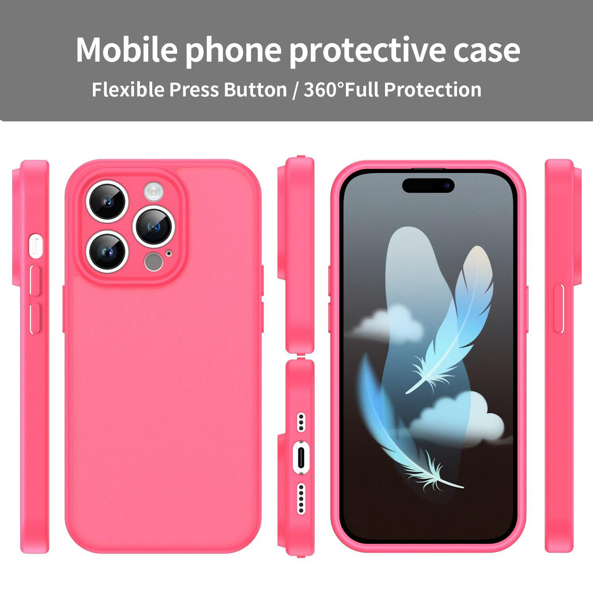 For iPhone 14 Pro Fanying Series Precision Camera Hole PC Hybrid TPU Translucent Frosted Phone Case - Rose Red - EDA009893401E