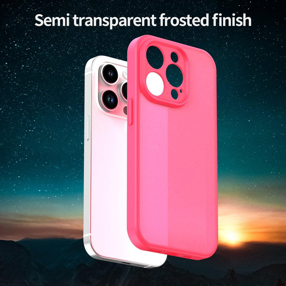 For iPhone 14 Pro Fanying Series Precision Camera Hole PC Hybrid TPU Translucent Frosted Phone Case - Rose Red - EDA009893401E