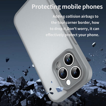 For iPhone 14 Pro Fanying Series Precision Camera Hole PC Hybrid TPU Translucent Frosted Phone Case - Silver Grey - EDA009893401F
