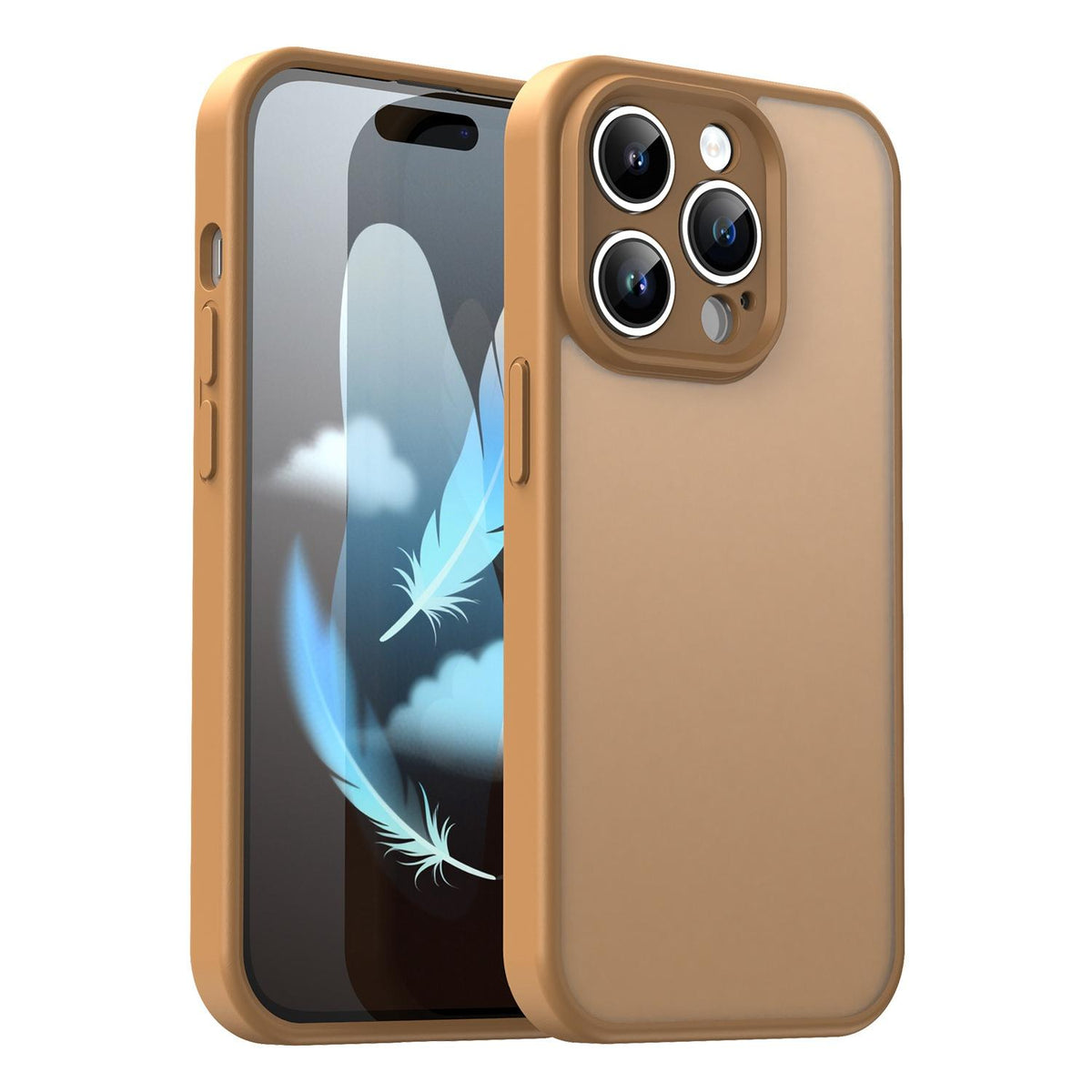 For iPhone 14 Pro Fanying Series Precision Camera Hole PC Hybrid TPU Translucent Frosted Phone Case - Desert Gold - EDA009893401G