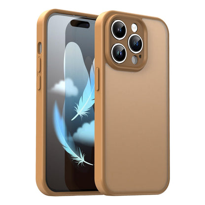 For iPhone 14 Pro Fanying Series Precision Camera Hole PC Hybrid TPU Translucent Frosted Phone Case - Desert Gold - EDA009893401G