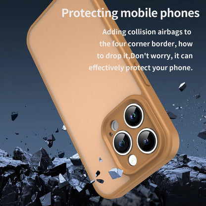 For iPhone 14 Pro Fanying Series Precision Camera Hole PC Hybrid TPU Translucent Frosted Phone Case - Desert Gold - EDA009893401G