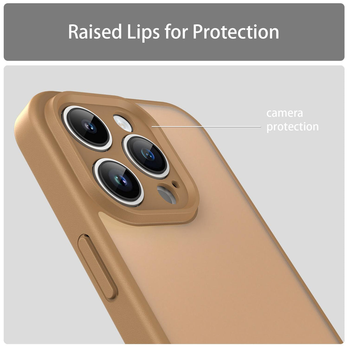 For iPhone 14 Pro Fanying Series Precision Camera Hole PC Hybrid TPU Translucent Frosted Phone Case - Desert Gold - EDA009893401G