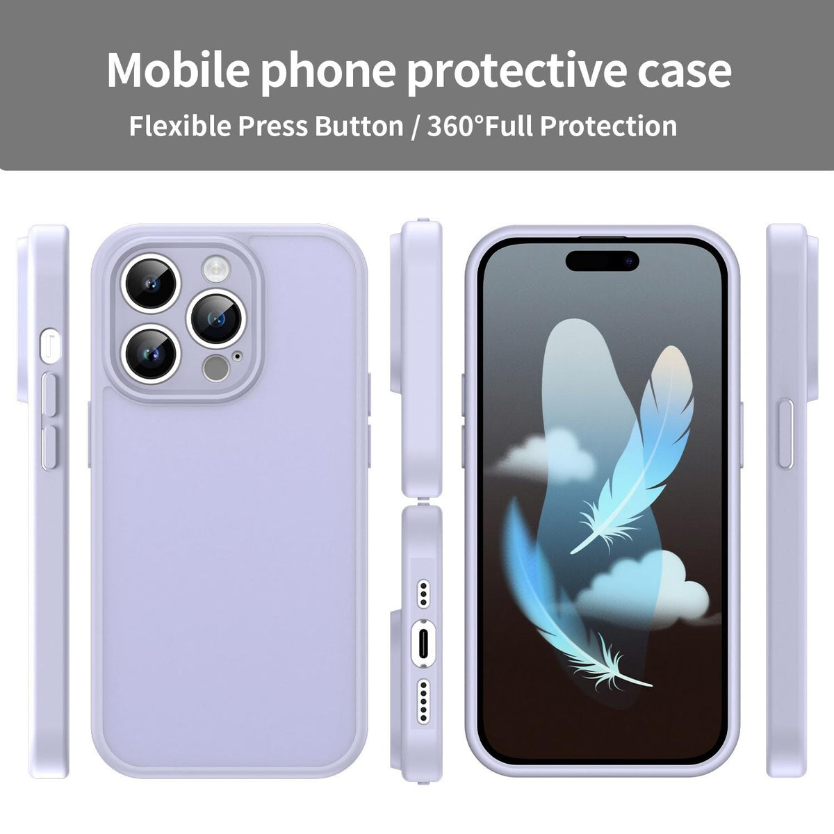 For iPhone 14 Pro Fanying Series Precision Camera Hole PC Hybrid TPU Translucent Frosted Phone Case - Lavender - EDA009893401H