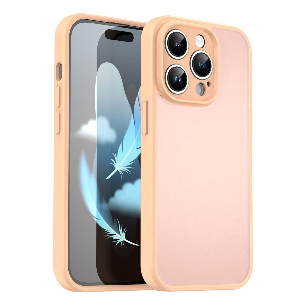 For iPhone 14 Pro Fanying Series Precision Camera Hole PC Hybrid TPU Translucent Frosted Phone Case - Rouge Powder - EDA009893401I