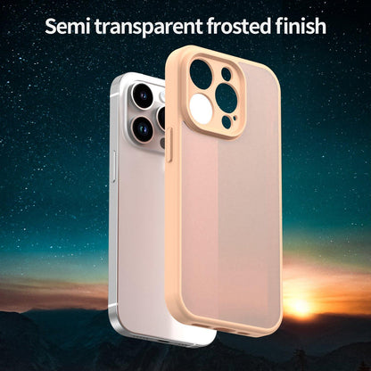 For iPhone 14 Pro Fanying Series Precision Camera Hole PC Hybrid TPU Translucent Frosted Phone Case - Rouge Powder - EDA009893401I