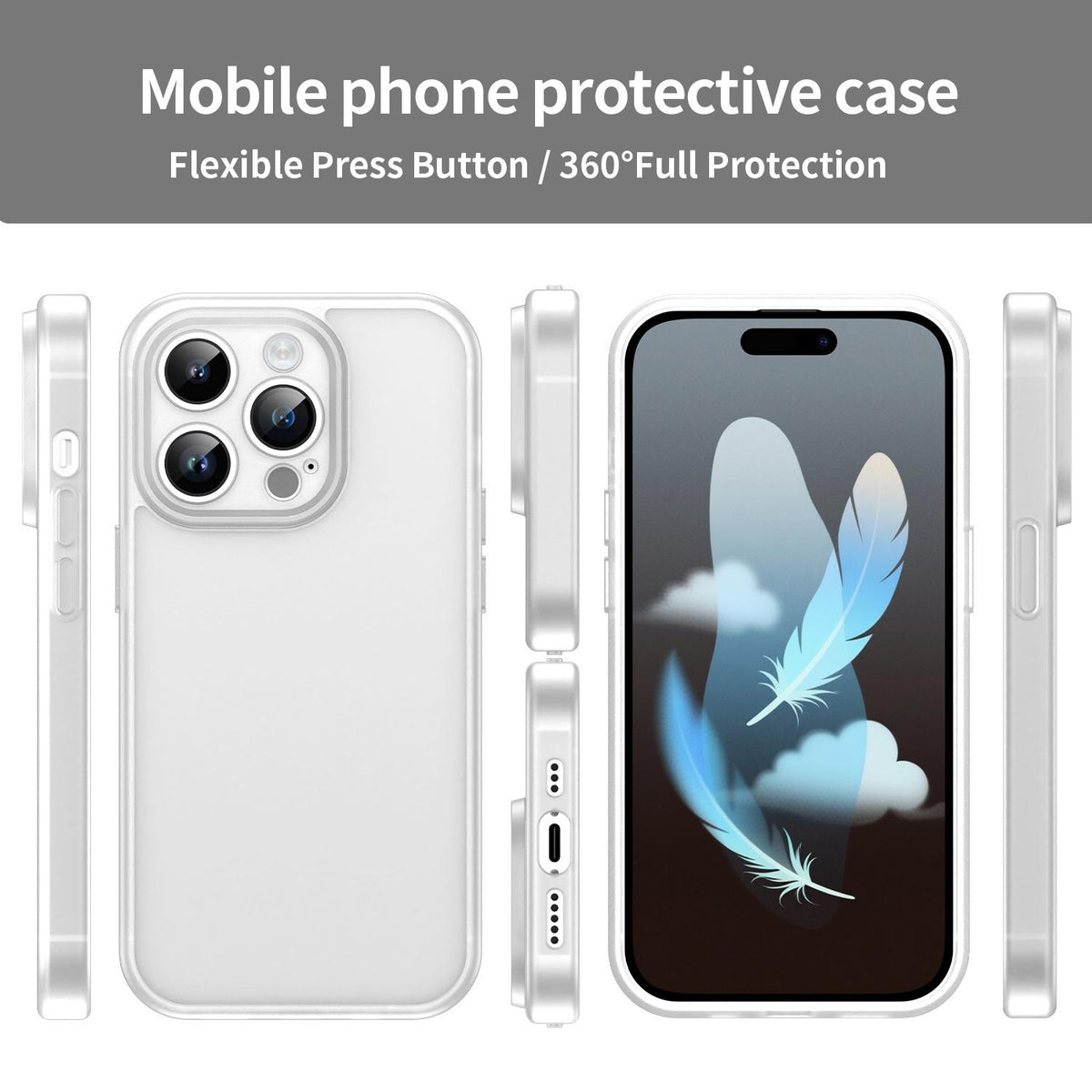 For iPhone 14 Pro Fanying Series Precision Camera Hole PC Hybrid TPU Translucent Frosted Phone Case - Matte White - EDA009893401J