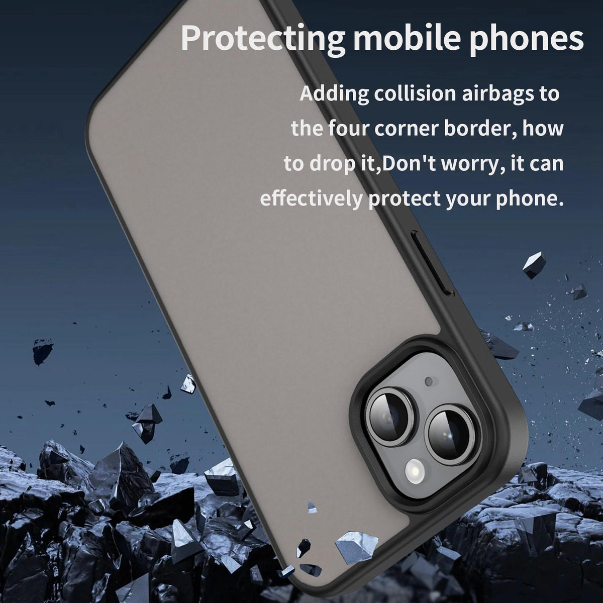 For iPhone 15 Plus Fanying Series Precision Camera Hole PC Hybrid TPU Translucent Frosted Phone Case - Translucent Black - EDA009893406A