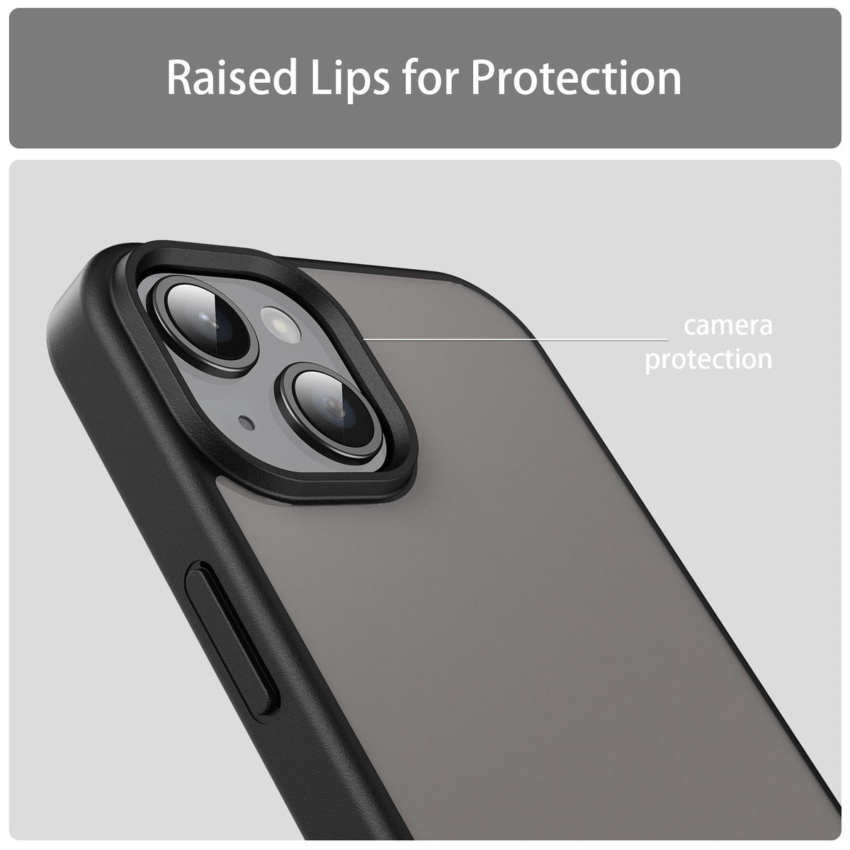For iPhone 15 Plus Fanying Series Precision Camera Hole PC Hybrid TPU Translucent Frosted Phone Case - Translucent Black - EDA009893406A