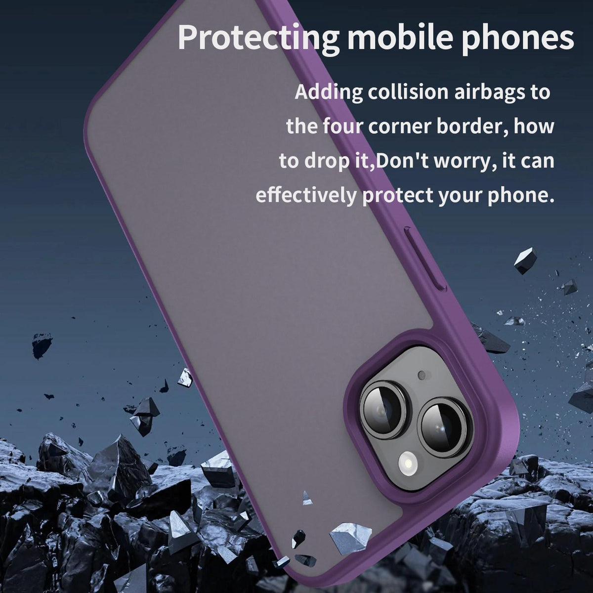 For iPhone 15 Plus Fanying Series Precision Camera Hole PC Hybrid TPU Translucent Frosted Phone Case - Crystal Purple - EDA009893406B