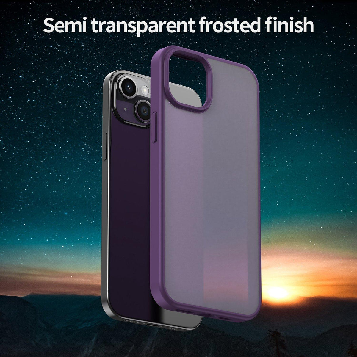 For iPhone 15 Plus Fanying Series Precision Camera Hole PC Hybrid TPU Translucent Frosted Phone Case - Crystal Purple - EDA009893406B