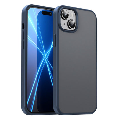 For iPhone 15 Plus Fanying Series Precision Camera Hole PC Hybrid TPU Translucent Frosted Phone Case - Cyan Blue - EDA009893406C