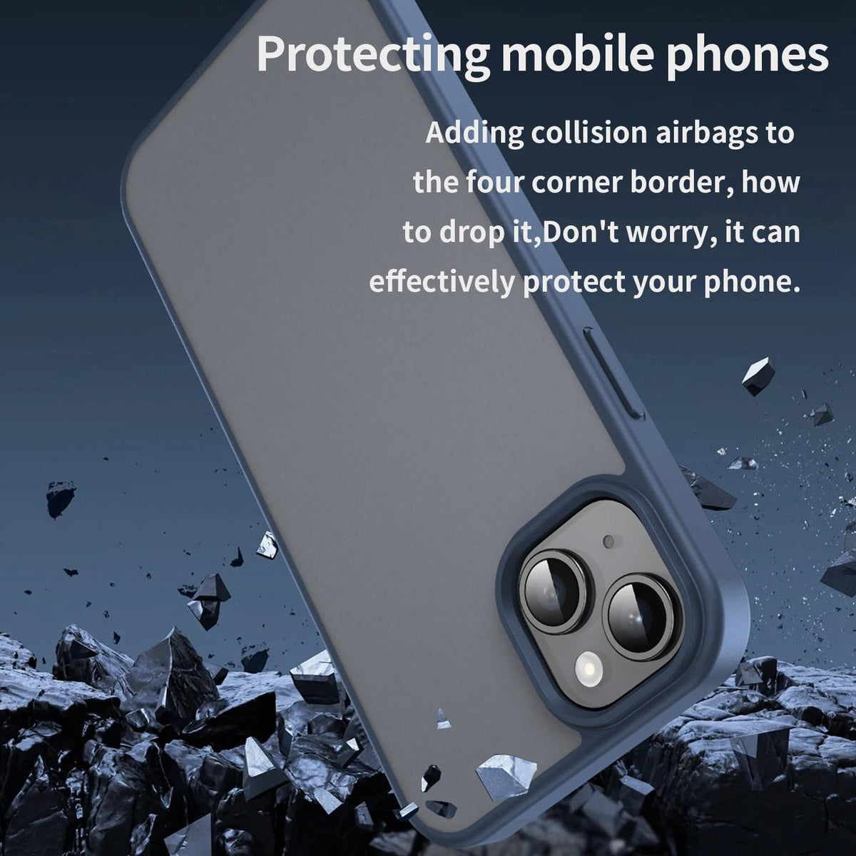 For iPhone 15 Plus Fanying Series Precision Camera Hole PC Hybrid TPU Translucent Frosted Phone Case - Cyan Blue - EDA009893406C