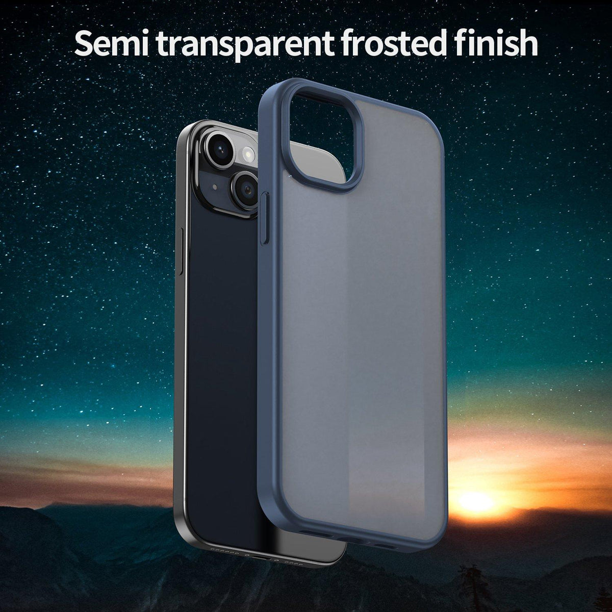 For iPhone 15 Plus Fanying Series Precision Camera Hole PC Hybrid TPU Translucent Frosted Phone Case - Cyan Blue - EDA009893406C