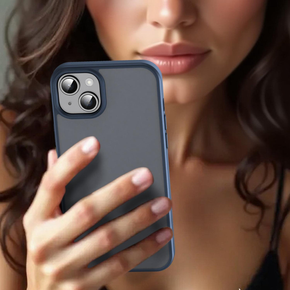 For iPhone 15 Plus Fanying Series Precision Camera Hole PC Hybrid TPU Translucent Frosted Phone Case - Cyan Blue - EDA009893406C