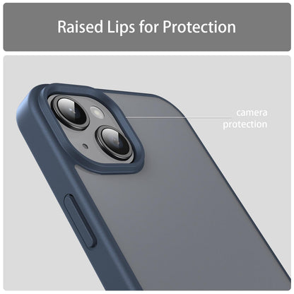 For iPhone 15 Plus Fanying Series Precision Camera Hole PC Hybrid TPU Translucent Frosted Phone Case - Cyan Blue - EDA009893406C