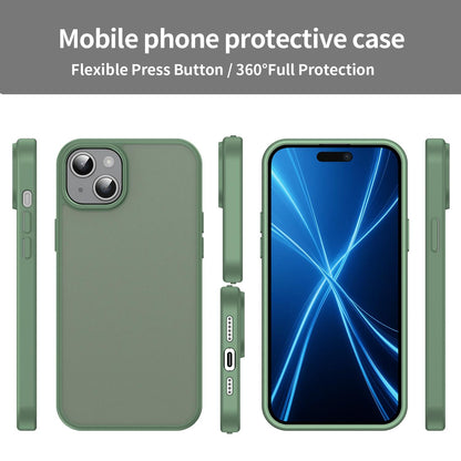 For iPhone 15 Plus Fanying Series Precision Camera Hole PC Hybrid TPU Translucent Frosted Phone Case - Olive Green - EDA009893406D
