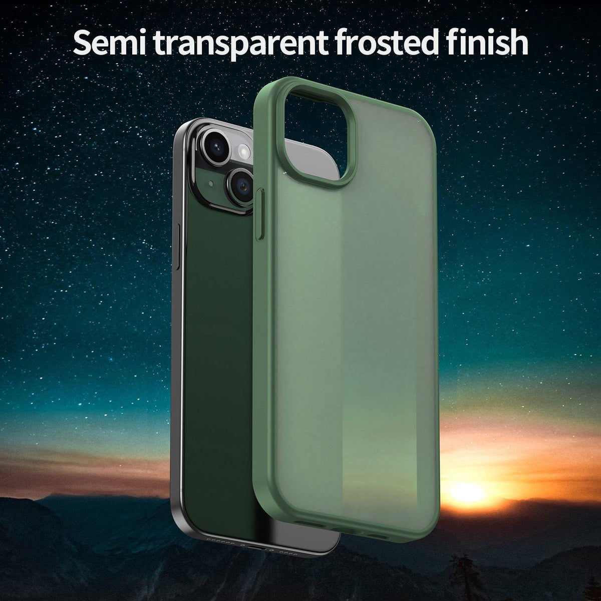 For iPhone 15 Plus Fanying Series Precision Camera Hole PC Hybrid TPU Translucent Frosted Phone Case - Olive Green - EDA009893406D