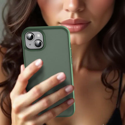 For iPhone 15 Plus Fanying Series Precision Camera Hole PC Hybrid TPU Translucent Frosted Phone Case - Olive Green - EDA009893406D