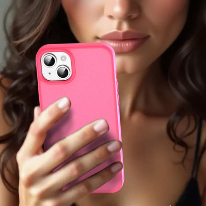 For iPhone 15 Plus Fanying Series Precision Camera Hole PC Hybrid TPU Translucent Frosted Phone Case - Rose Red - EDA009893406E