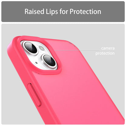 For iPhone 15 Plus Fanying Series Precision Camera Hole PC Hybrid TPU Translucent Frosted Phone Case - Rose Red - EDA009893406E