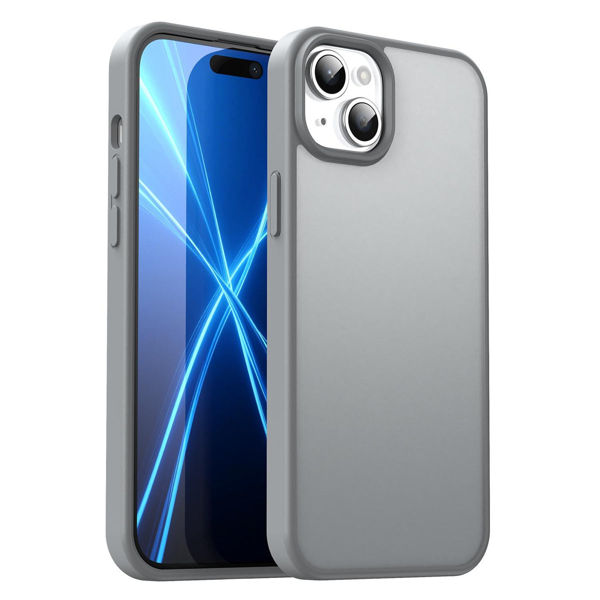 For iPhone 15 Plus Fanying Series Precision Camera Hole PC Hybrid TPU Translucent Frosted Phone Case - Silver Grey - EDA009893406F