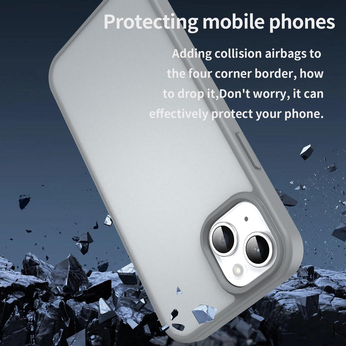 For iPhone 15 Plus Fanying Series Precision Camera Hole PC Hybrid TPU Translucent Frosted Phone Case - Silver Grey - EDA009893406F