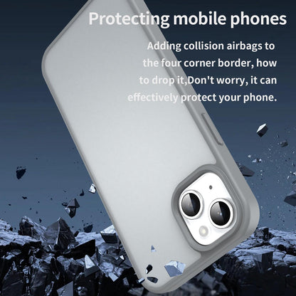 For iPhone 15 Plus Fanying Series Precision Camera Hole PC Hybrid TPU Translucent Frosted Phone Case - Silver Grey - EDA009893406F