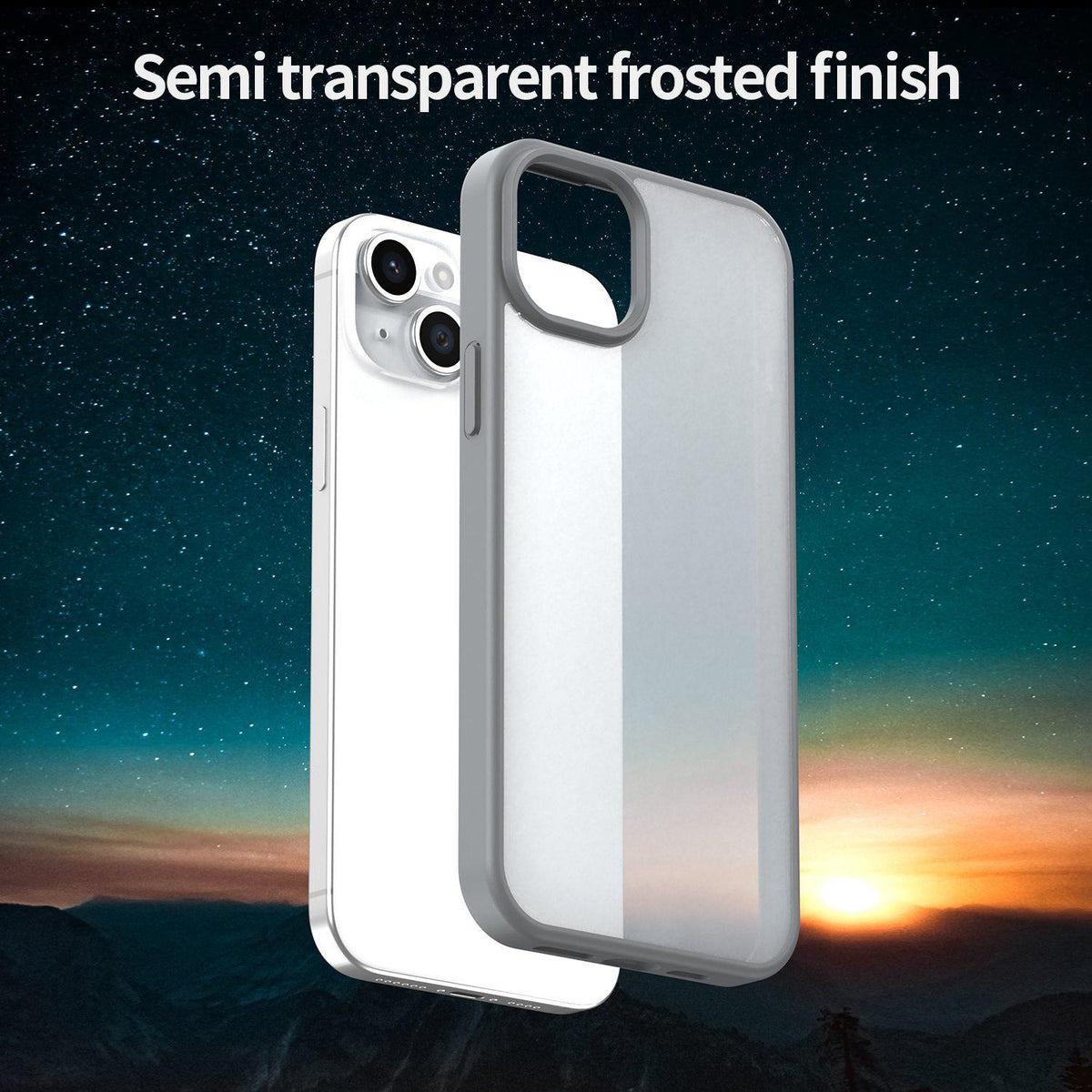 For iPhone 15 Plus Fanying Series Precision Camera Hole PC Hybrid TPU Translucent Frosted Phone Case - Silver Grey - EDA009893406F