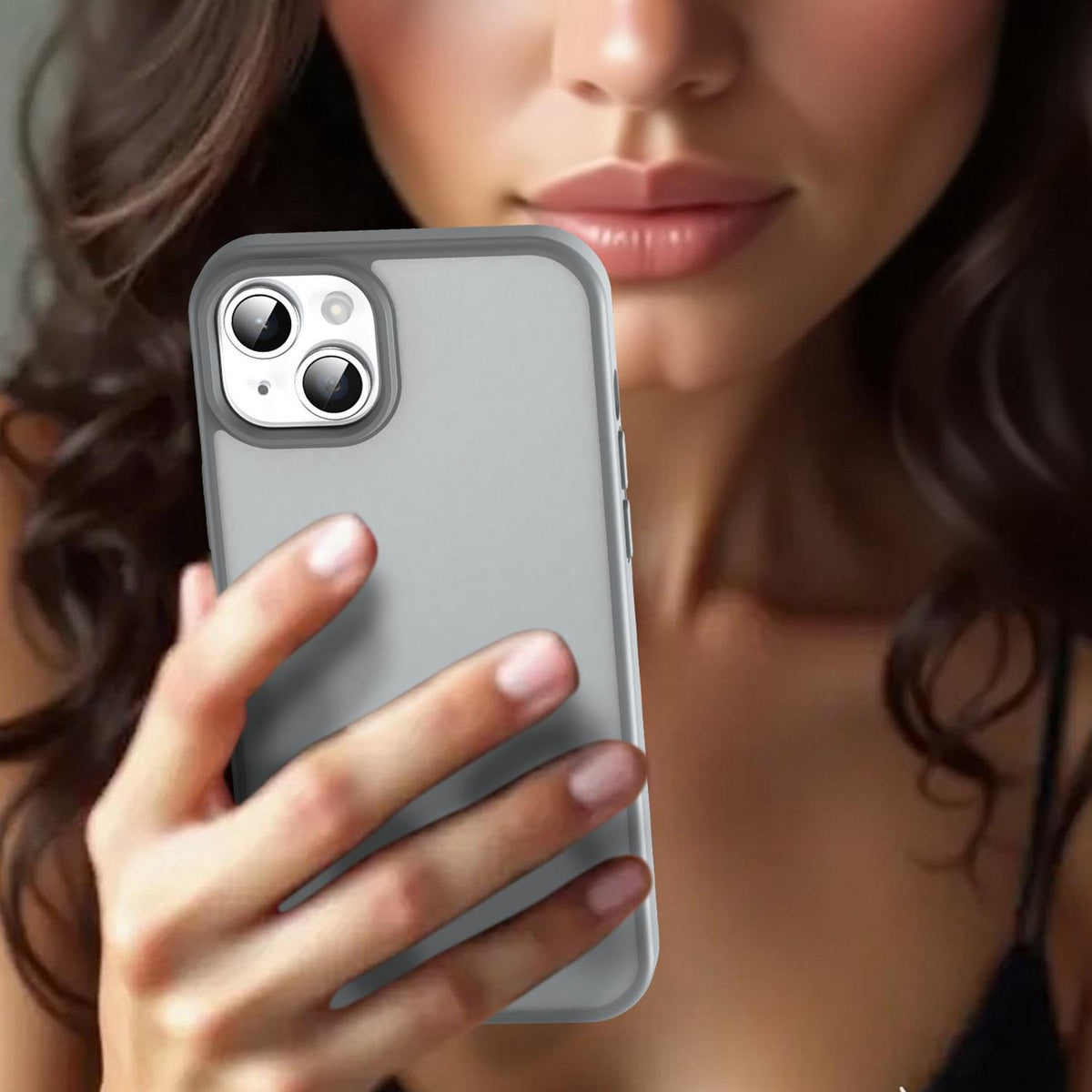 For iPhone 15 Plus Fanying Series Precision Camera Hole PC Hybrid TPU Translucent Frosted Phone Case - Silver Grey - EDA009893406F