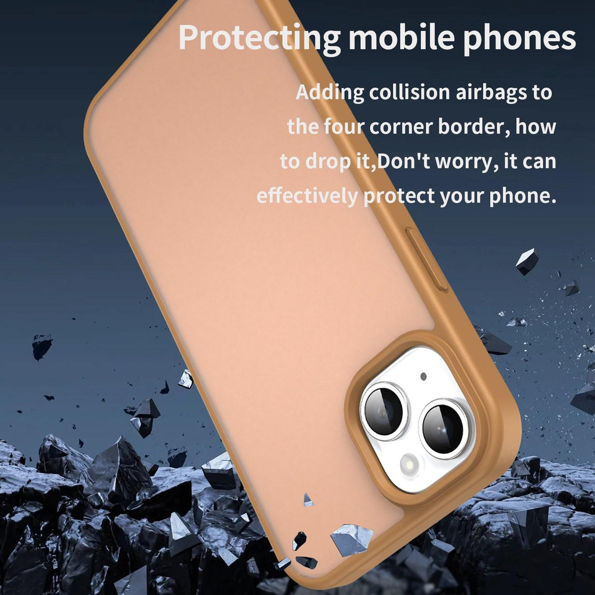For iPhone 15 Plus Fanying Series Precision Camera Hole PC Hybrid TPU Translucent Frosted Phone Case - Desert Gold - EDA009893406G
