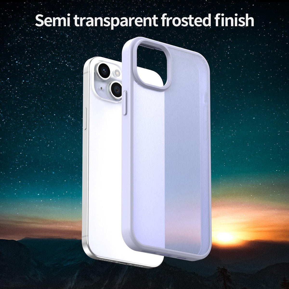 For iPhone 15 Plus Fanying Series Precision Camera Hole PC Hybrid TPU Translucent Frosted Phone Case - Lavender - EDA009893406H