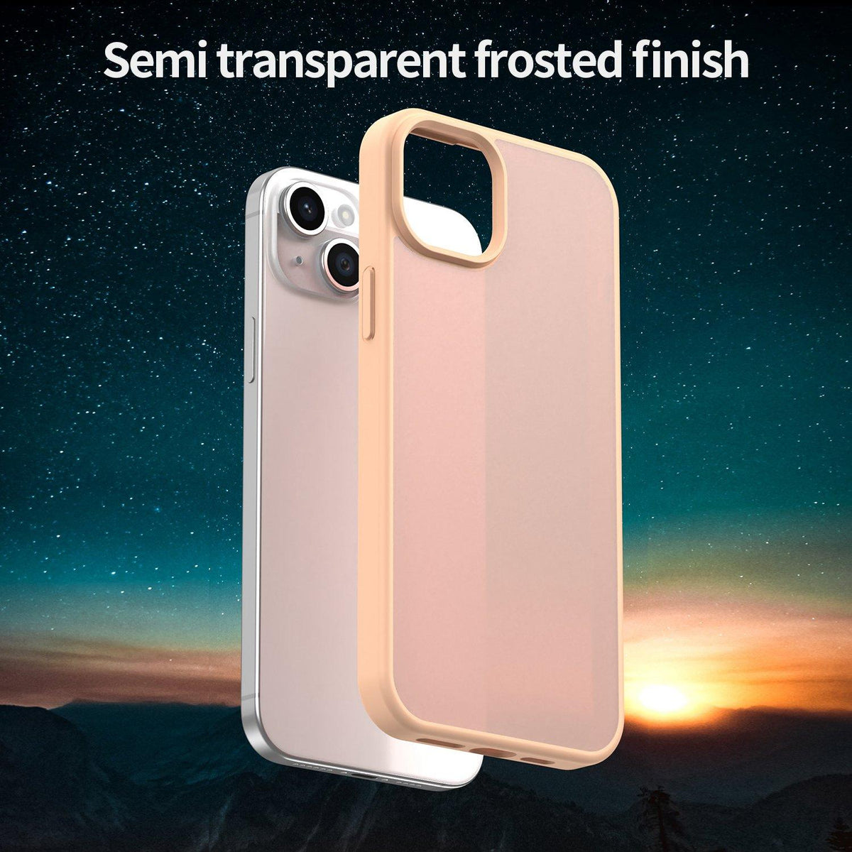 For iPhone 15 Plus Fanying Series Precision Camera Hole PC Hybrid TPU Translucent Frosted Phone Case - Rouge Powder - EDA009893406I