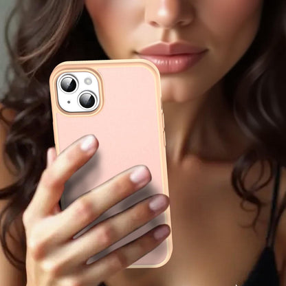 For iPhone 15 Plus Fanying Series Precision Camera Hole PC Hybrid TPU Translucent Frosted Phone Case - Rouge Powder - EDA009893406I