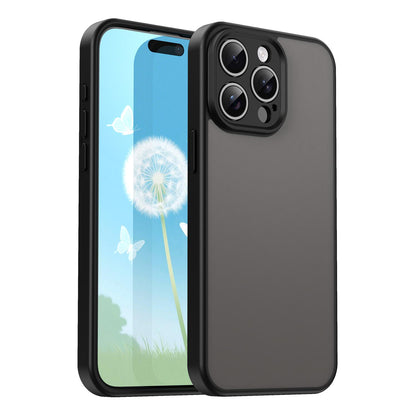 For iPhone 15 Pro Max Fanying Series Precision Camera Hole PC Hybrid TPU Translucent Frosted Phone Case - Translucent Black - EDA009893409A