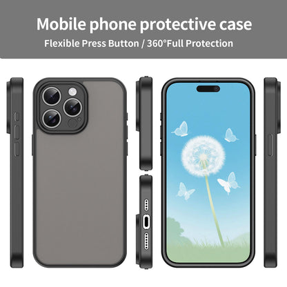 For iPhone 15 Pro Max Fanying Series Precision Camera Hole PC Hybrid TPU Translucent Frosted Phone Case - Translucent Black - EDA009893409A