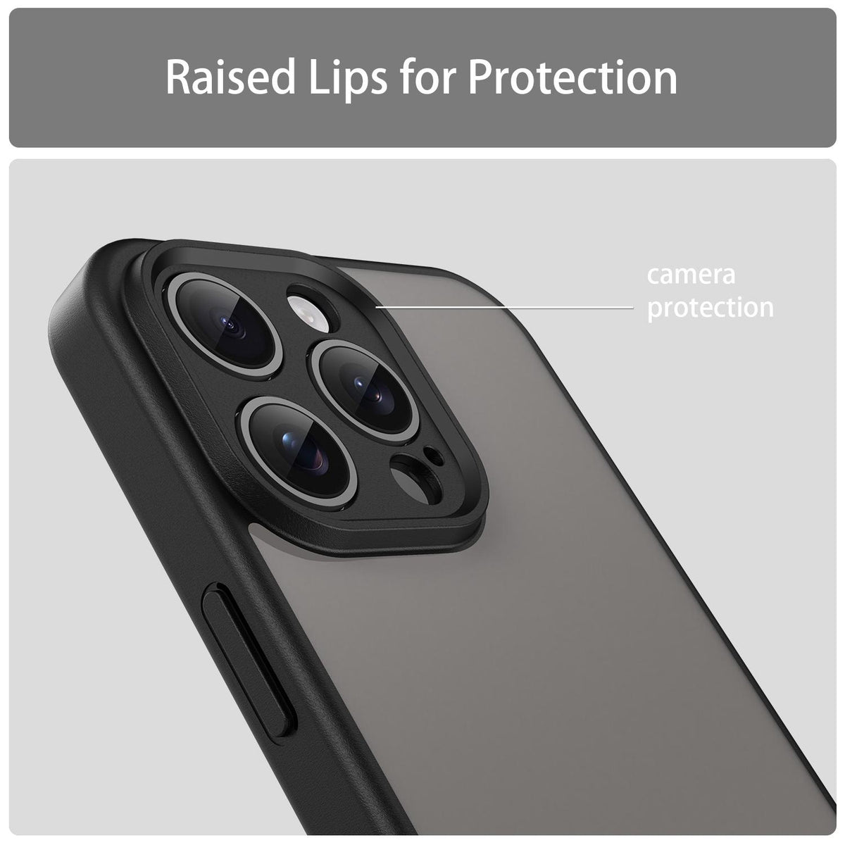 For iPhone 15 Pro Max Fanying Series Precision Camera Hole PC Hybrid TPU Translucent Frosted Phone Case - Translucent Black - EDA009893409A