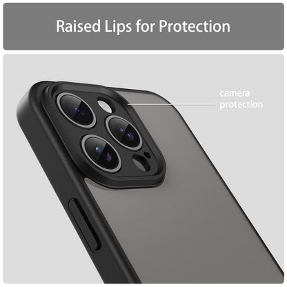 For iPhone 15 Pro Max Fanying Series Precision Camera Hole PC Hybrid TPU Translucent Frosted Phone Case - Translucent Black - EDA009893409A