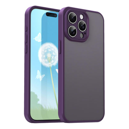 For iPhone 15 Pro Max Fanying Series Precision Camera Hole PC Hybrid TPU Translucent Frosted Phone Case - Crystal Purple - EDA009893409B