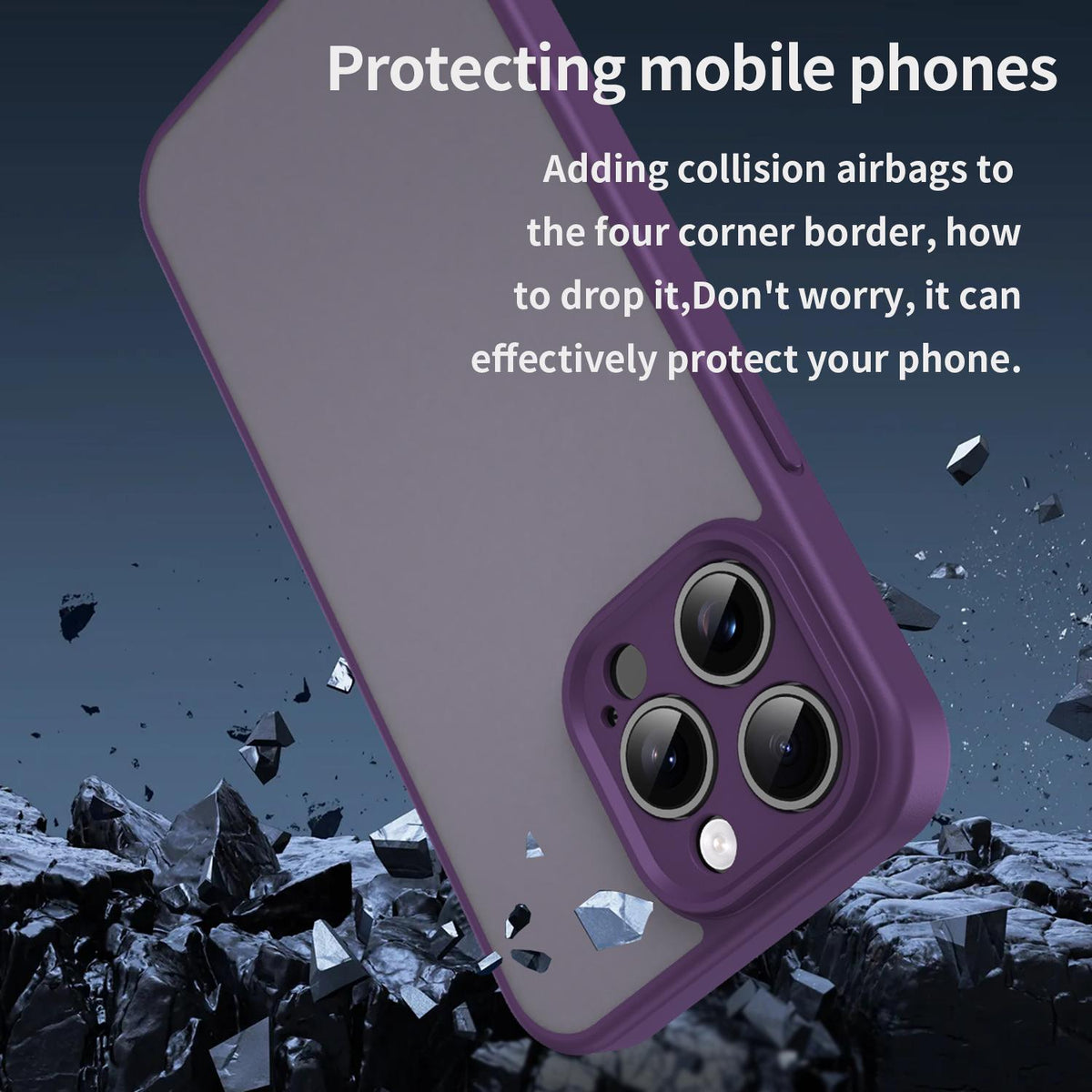 For iPhone 15 Pro Max Fanying Series Precision Camera Hole PC Hybrid TPU Translucent Frosted Phone Case - Crystal Purple - EDA009893409B