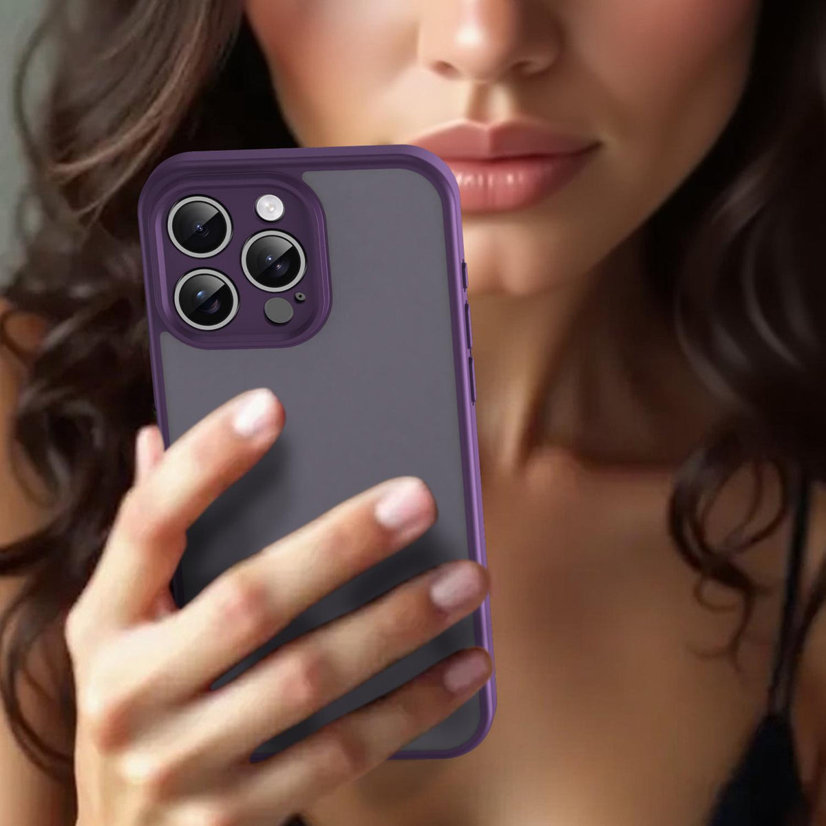 For iPhone 15 Pro Max Fanying Series Precision Camera Hole PC Hybrid TPU Translucent Frosted Phone Case - Crystal Purple - EDA009893409B