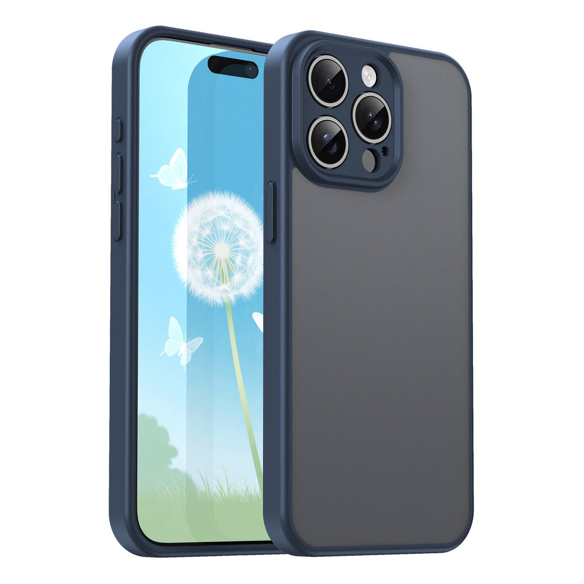 For iPhone 15 Pro Max Fanying Series Precision Camera Hole PC Hybrid TPU Translucent Frosted Phone Case - Cyan Blue - EDA009893409C
