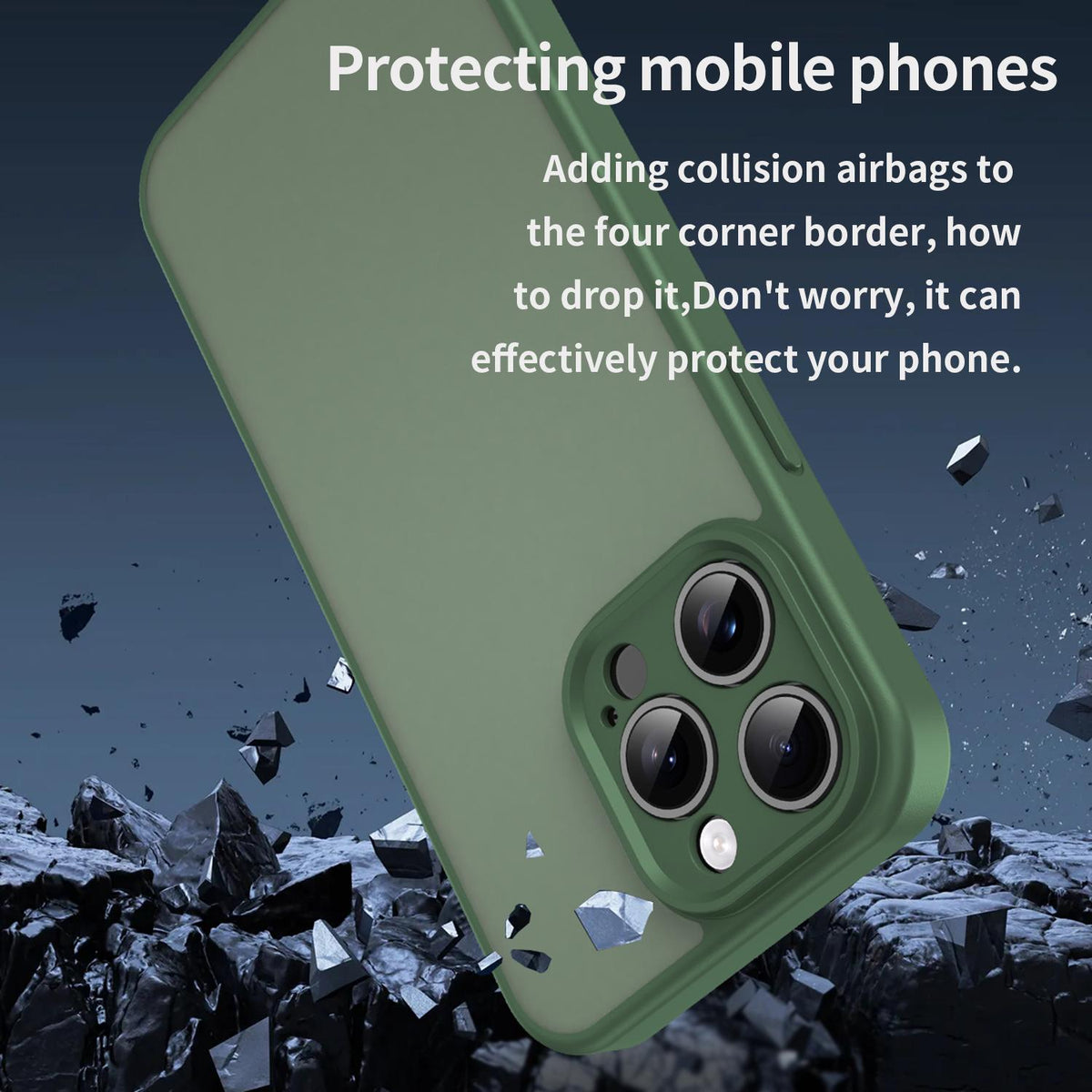 For iPhone 15 Pro Max Fanying Series Precision Camera Hole PC Hybrid TPU Translucent Frosted Phone Case - Olive Green - EDA009893409D